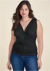 Venus Plus Size Mesh Overlay Lace Top