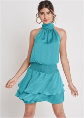 Venus High Neck Mini Dress - Aqua