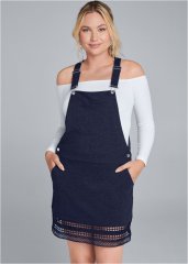 Venus Plus Size Crochet Overall Lounge Dress in Navy