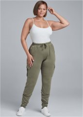 Venus Plus Size Cargo Lounge Joggers in Black