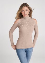 Venus Plus Size Pearl And Stone Embellished Sweater in Moonlight