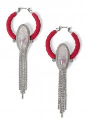 Venus Stone/Tassel Hoop Earrings in Silver Multi