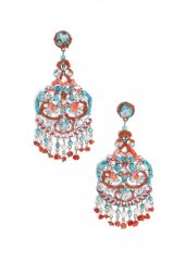 Venus Beaded Chandelier Earrings in Red Multi