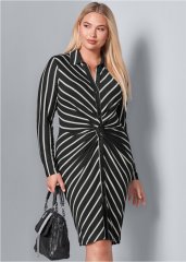 Venus Plus Size Knot Detail Shirt Dress