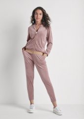 Venus Striped Velour Pant Set in Light Pink