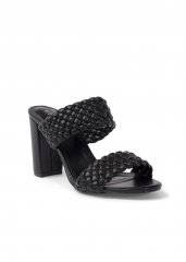 Venus Braided Double Strap Mules in Black