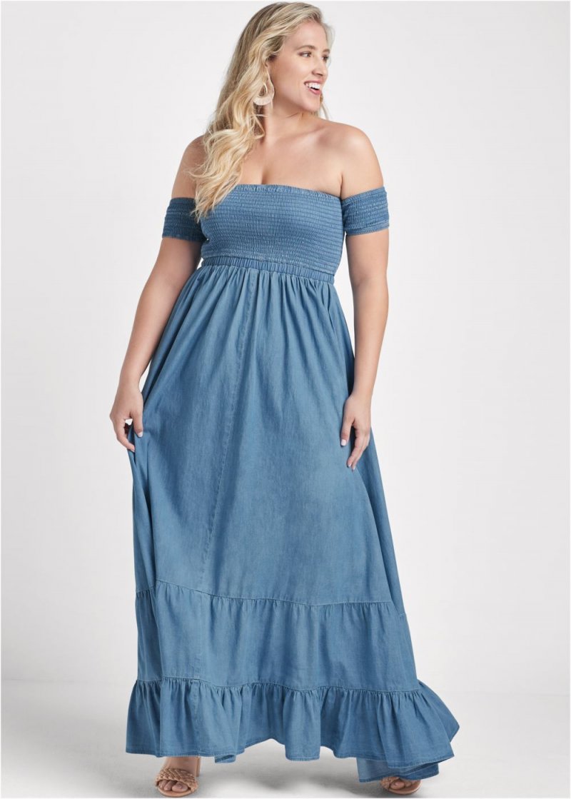 Venus Plus Size Off-The-Shoulder Maxi Dress