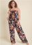 Venus Plus Size Floral Strapless Jumpsuit in Black Multi