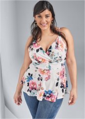 Venus Plus Size Floral Peplum Top