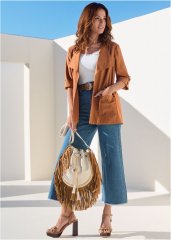 Venus Short Sleeve Linen Jacket in Rust