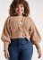 Venus Plus Size Wrap Balloon Sleeve Sweater in Light Brown