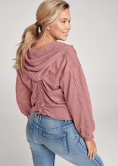 Venus Drawstring Detail Hoodie in Light Pink