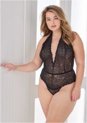 Venus Black DEEP PLUNGE LACE TEDDY