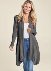 Venus VENUS | Waterfall Cardigan in Dark Grey