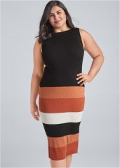 Venus Plus Size Color Block Sweater Dress