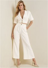 Venus Flare Leg Suiting Set in Off White