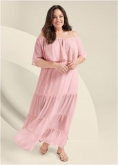 Venus Light Pink TIERED MAXI DRESS