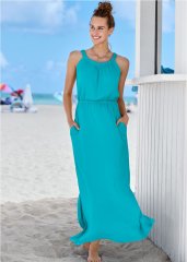 Venus Gathered Neckline Maxi in Aqua Reef