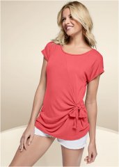 Venus Tie Side Top in Coral