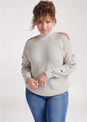 Venus Plus Size Cold-Shoulder Sweater in Cream