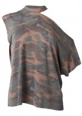 Venus Plus Size Camo Lounge Top in Green Multi