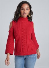 Venus VENUS | Cold-Shoulder Sweater in Red