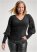 Venus Plus Size Pearl Puff Sleeve Sweater in Black