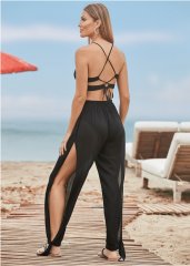 Venus Strappy Back Cover-Up Jumpsuit in Black