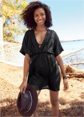 Venus V-Neck Cover-Up Dress in Black