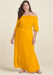 Venus Plus Size Off-The-Shoulder Maxi Dress