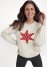 Venus Plus Size Snowflake Sherpa Sweatshirt in White & Red