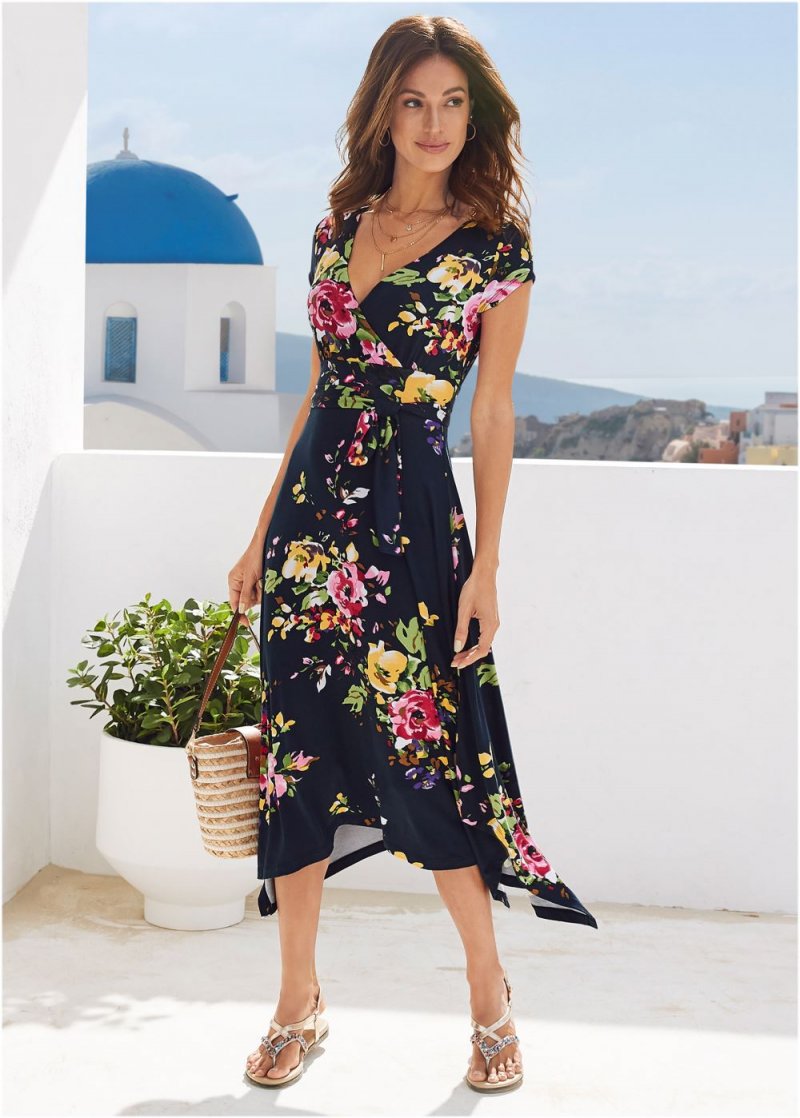 Venus Floral Printed Dress - Navy Multi