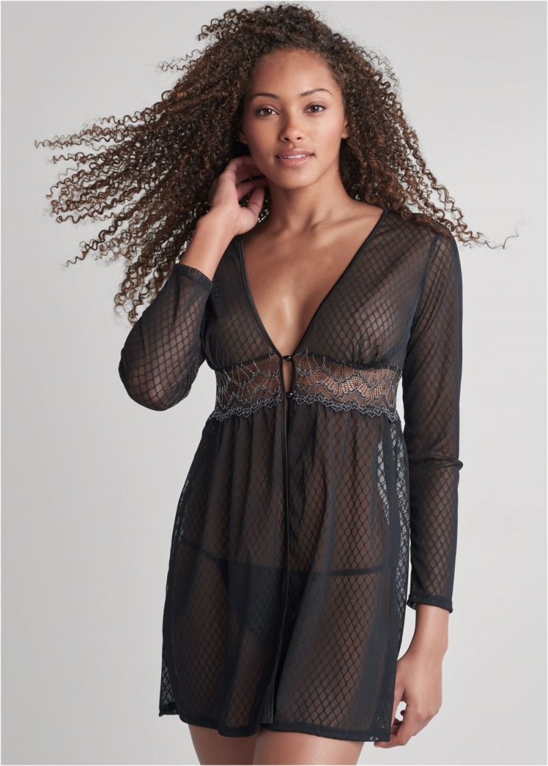 Venus Black LONG SLEEVE BABYDOLL