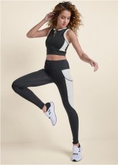 Venus Color Block Active Leggings in Black & White