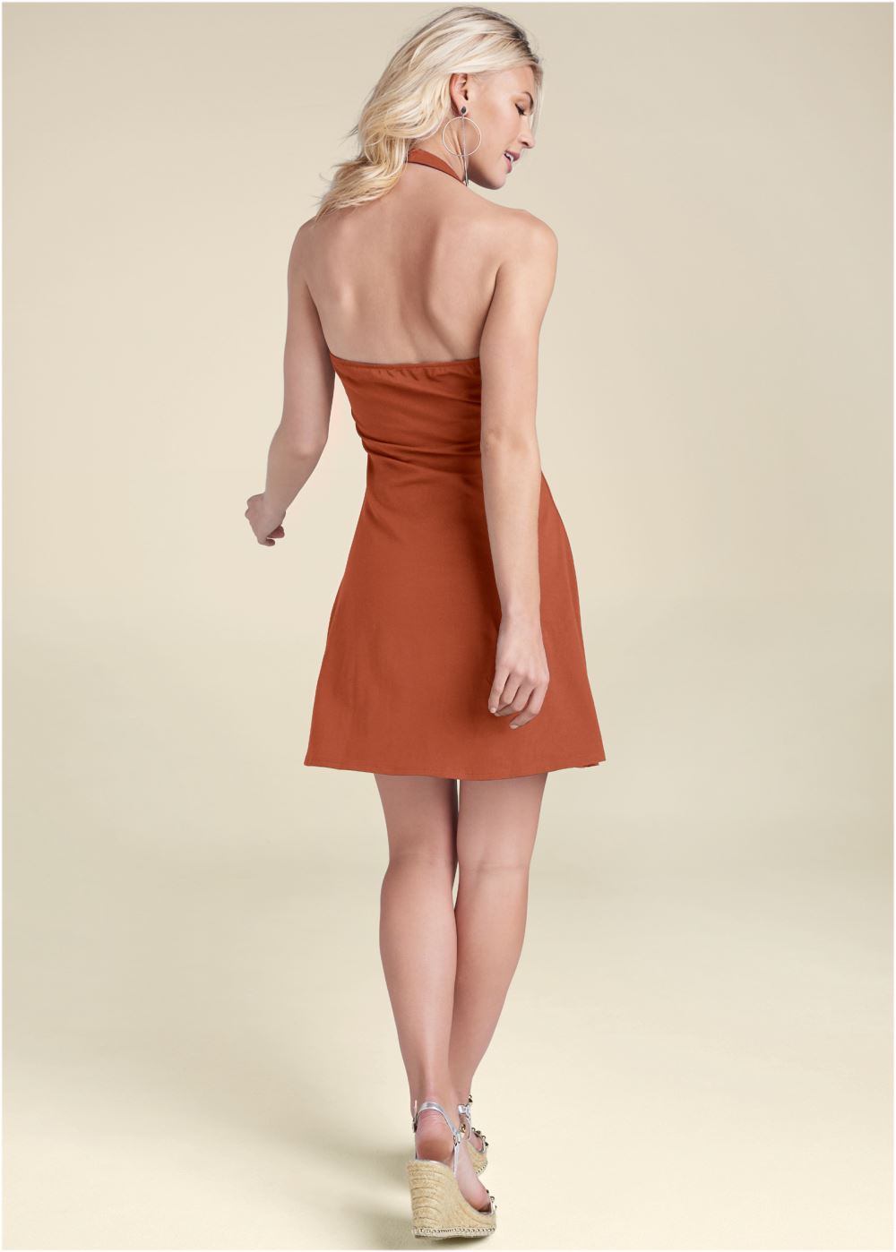 Venus Halter Neck Dress - Burnt Orange