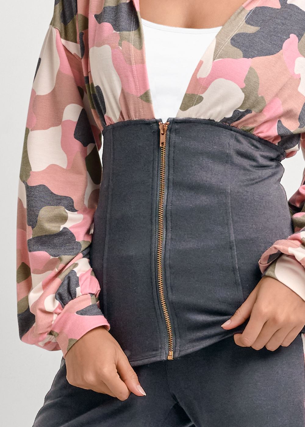 Venus Camo Color Block Pant Set in Brown Multi