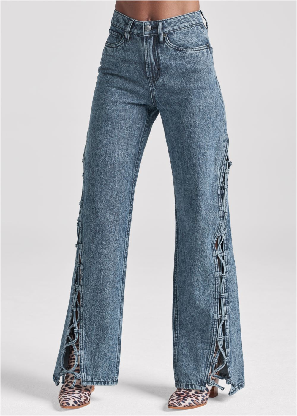 Venus New Vintage Lace-Up Jeans in Dark Cool Wash