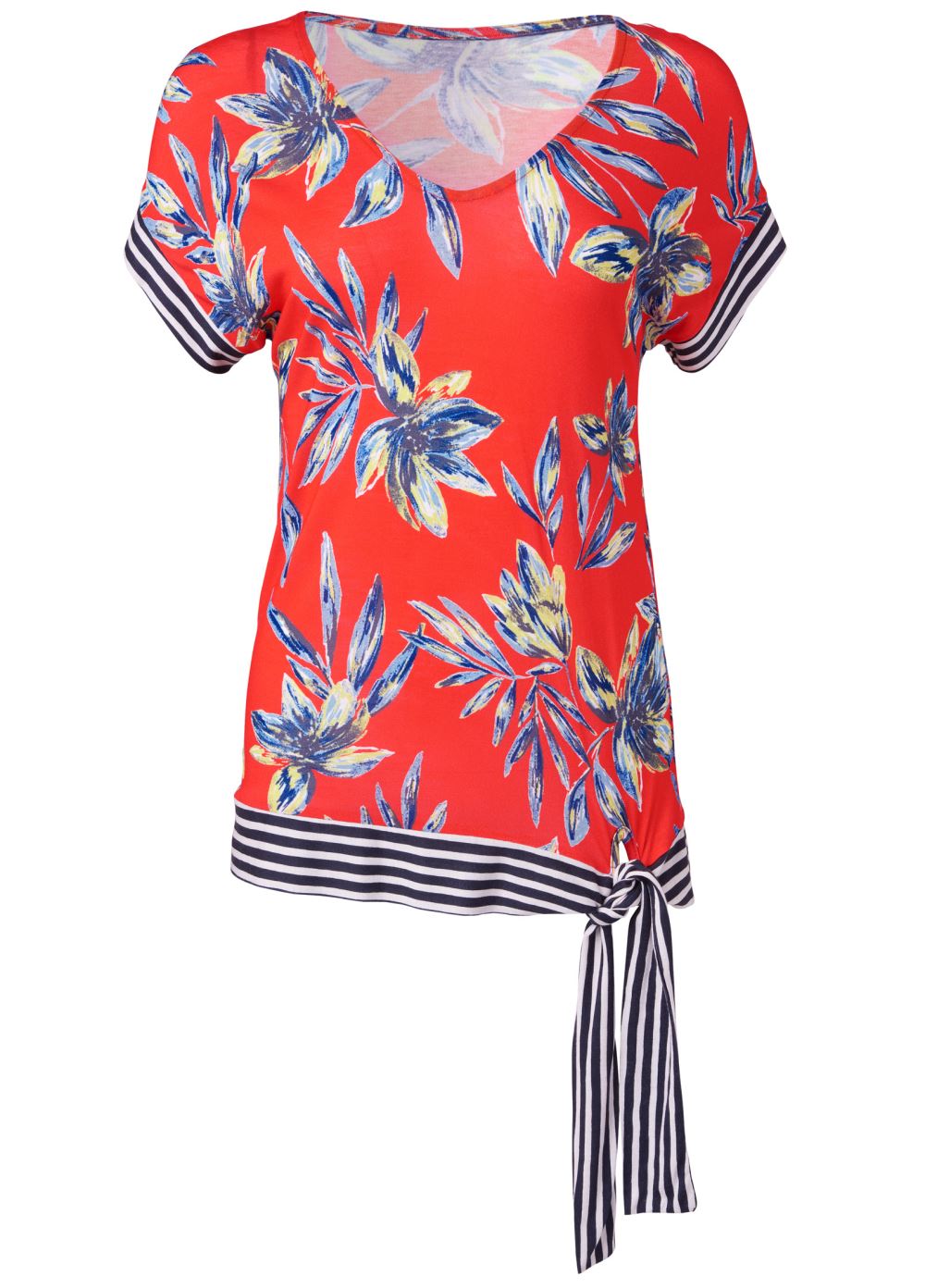 Venus Tie Detail Printed Top in Orange Multi