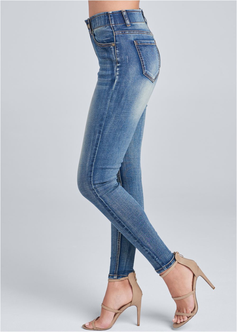 Venus Elastic Waistband Jeans in Medium Wash