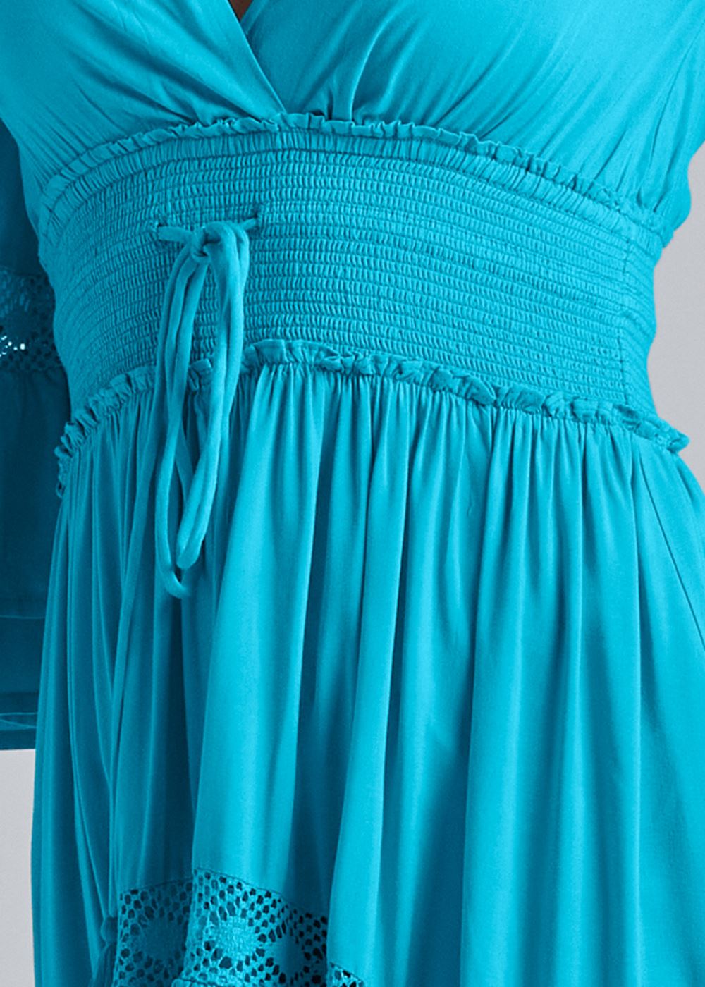 Venus Lace Detail Tiered Maxi Top in Aqua