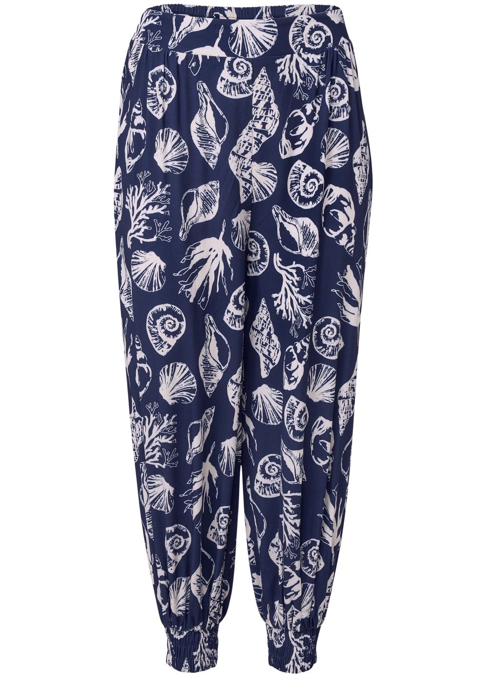 Venus Deep Ocean Patterned Pants in Navy & White