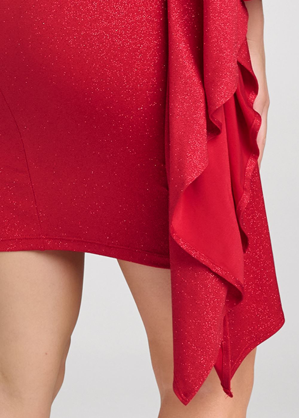 Venus One-Shoulder Shimmer Dress - Red