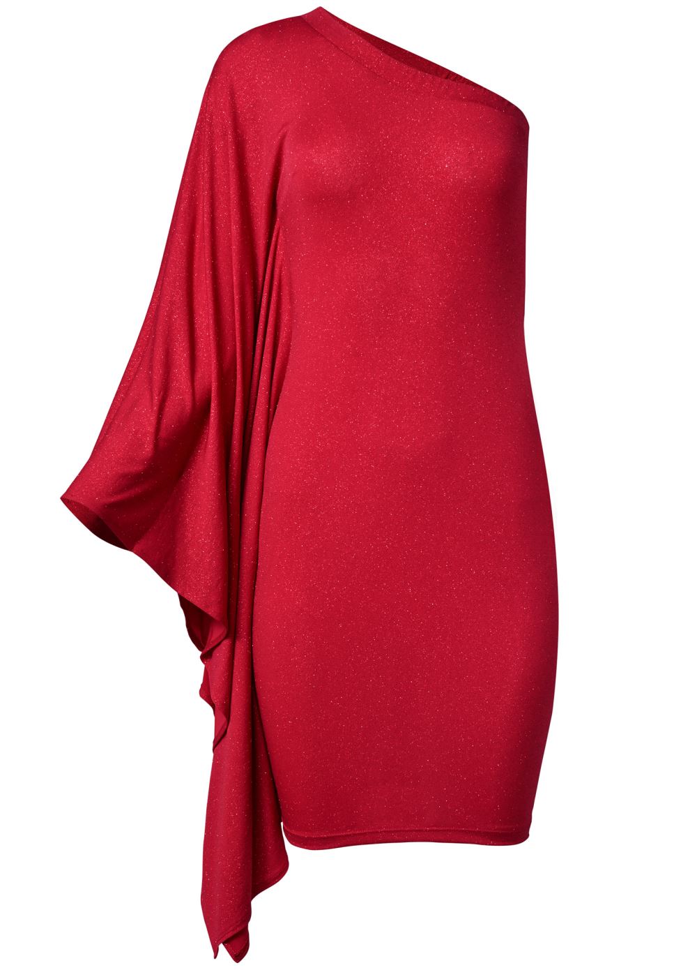 Venus One-Shoulder Shimmer Dress - Red