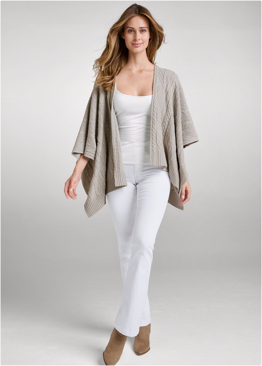 Venus VENUS | Sweater Knit Poncho in Grey
