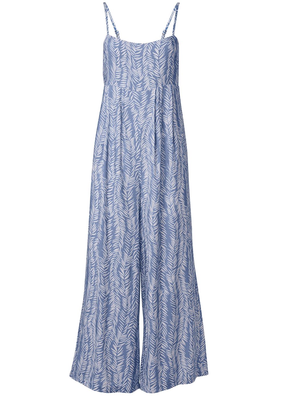 Venus Square Neck Printed Jumpsuit in Blue & White