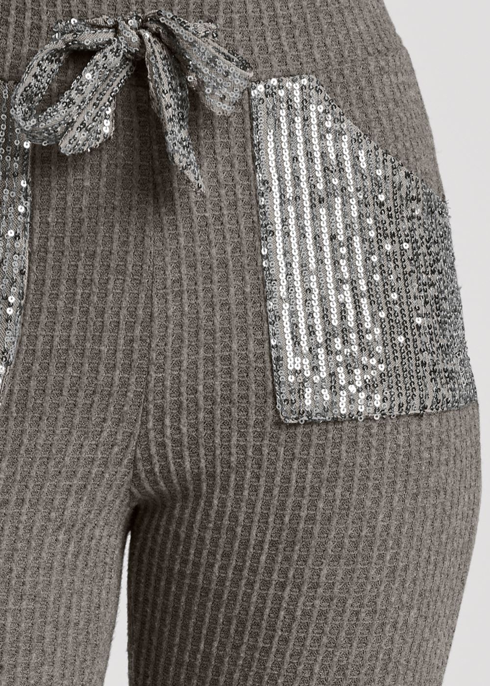 Venus Cozy Sequin Waffle Leggings in Heather Grey