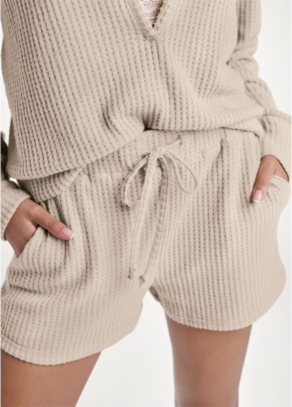 Venus Brushed Waffle Short Set - Oatmeal