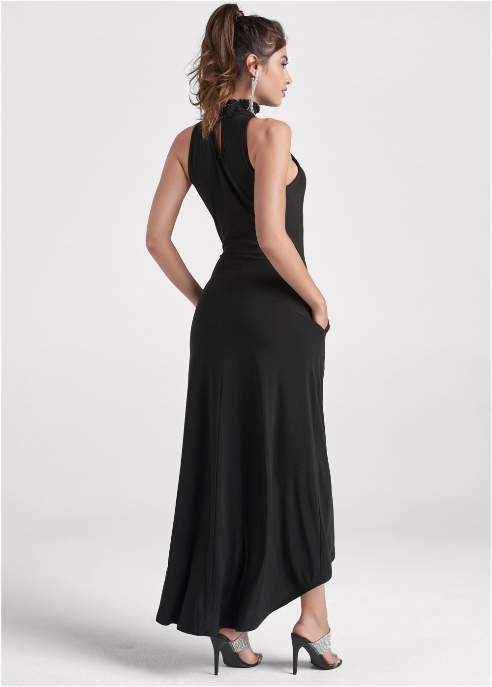 Venus High-Low Keyhole Dress - Black