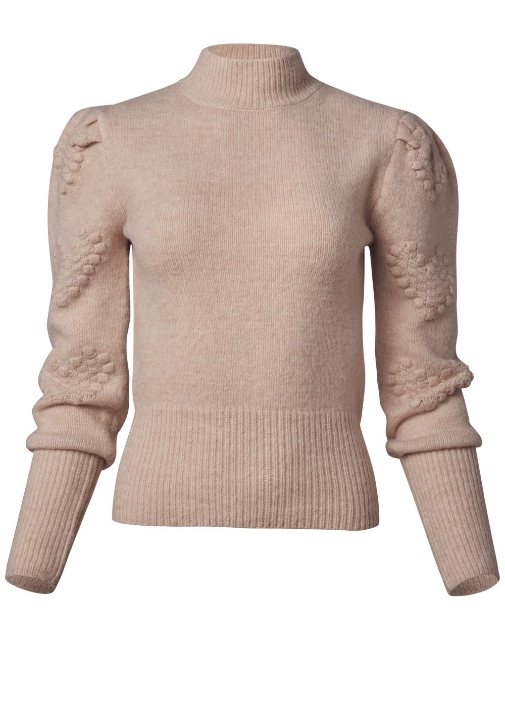 Venus VENUS | Balloon Sleeve Mock Neck Sweater in Light Brown