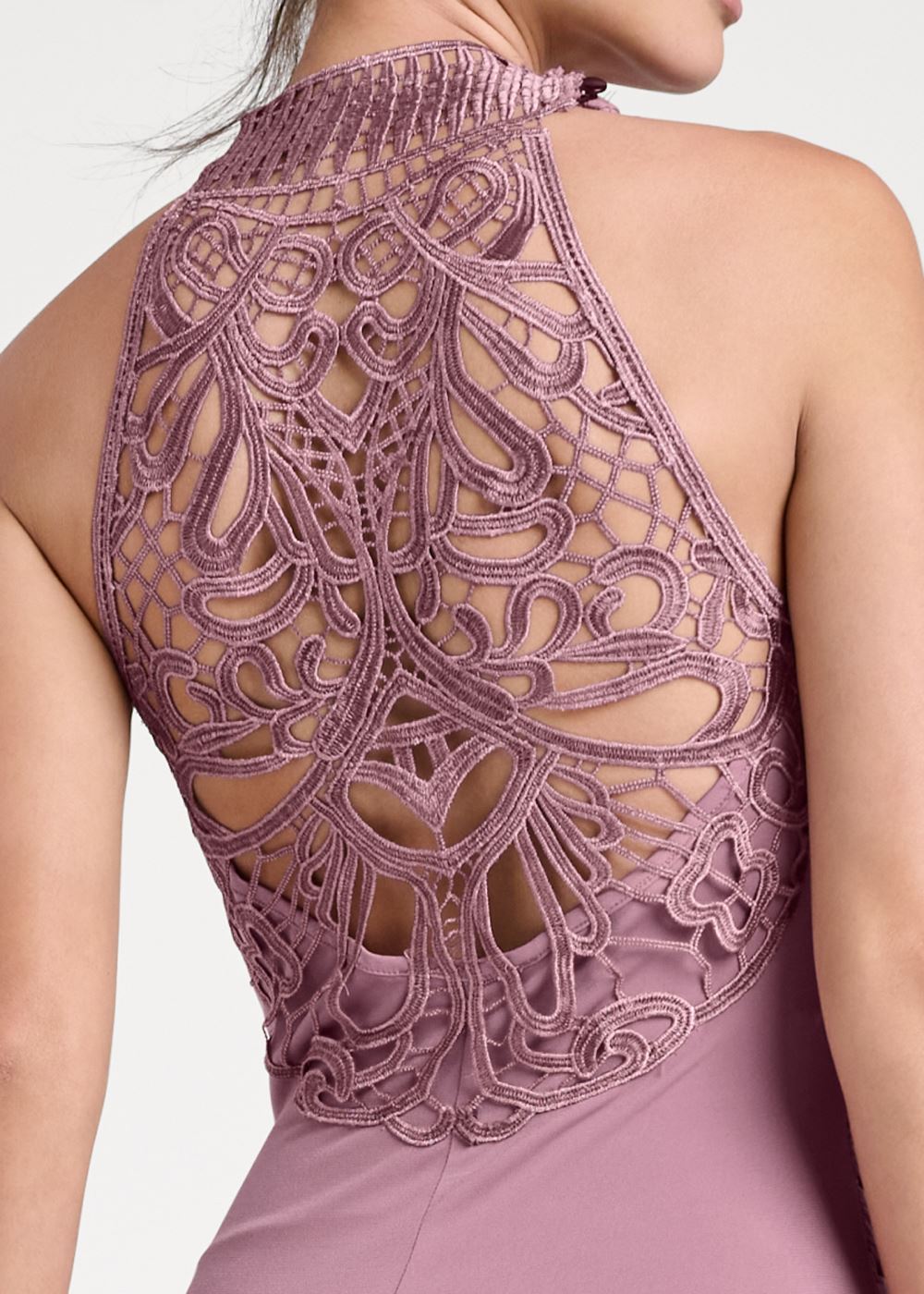 Venus Crochet-Back Long Dress - Mauve